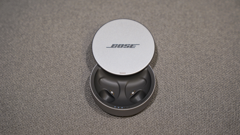 The charging case slides open, and has enough juice inside for another 16 hours of noise masking.